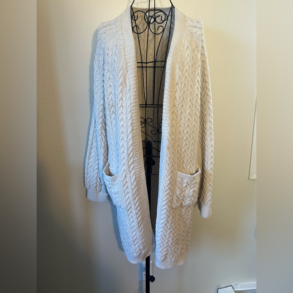 Off White Soft Cottagecore Knitted Style Cardigan